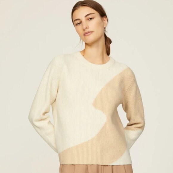 NWOT Derek Lam Collective RTR Design Collective Two Tone Sweater in Off-White - Picture 1 of 5